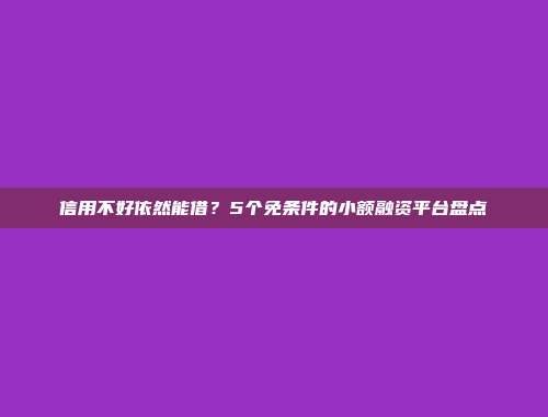 信用不好依然能借？5个免条件的小额融资平台盘点