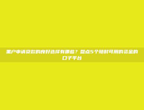 黑户申请贷款的良好选择有哪些？盘点5个随时可用的资金的口子平台