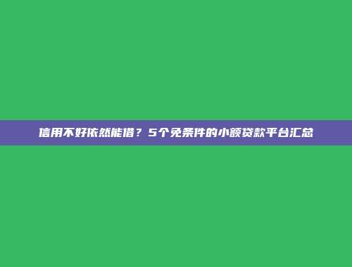 信用不好依然能借？5个免条件的小额贷款平台汇总