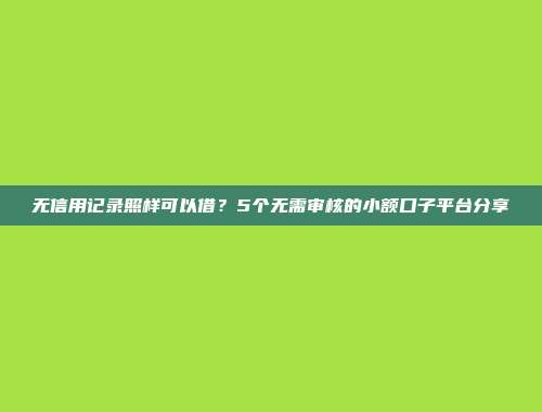 无信用记录照样可以借？5个无需审核的小额口子平台分享