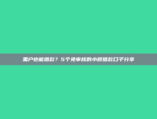 黑户也能借款？5个免审核的小额借款口子分享