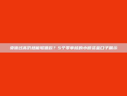 负债过高仍然能够借款？5个零审核的小额资金口子展示