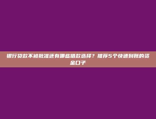 银行贷款不被批准还有哪些借款选择？推荐5个快速到账的资金口子