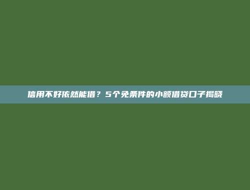 信用不好依然能借？5个免条件的小额借贷口子揭晓