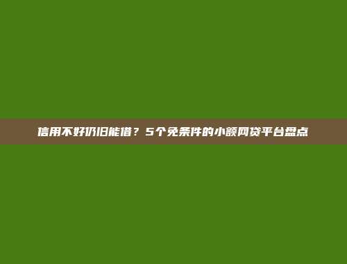 信用不好仍旧能借？5个免条件的小额网贷平台盘点