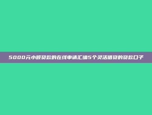 5000元小额贷款的在线申请汇编5个灵活借贷的贷款口子