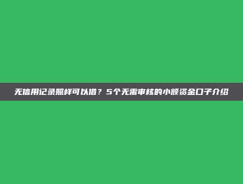 无信用记录照样可以借？5个无需审核的小额资金口子介绍