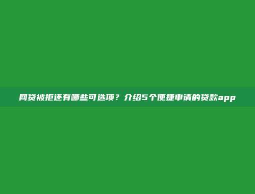 网贷被拒还有哪些可选项？介绍5个便捷申请的贷款app