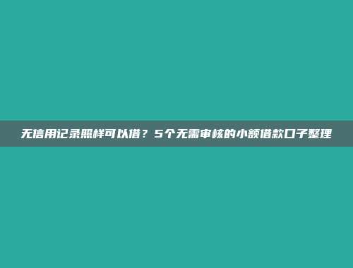 无信用记录照样可以借？5个无需审核的小额借款口子整理