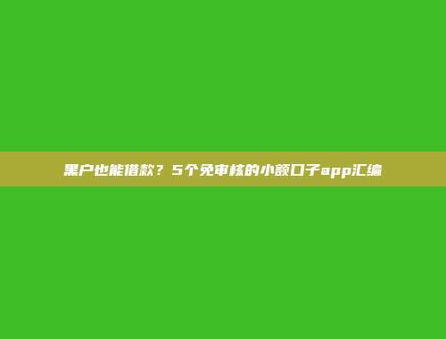 黑户也能借款？5个免审核的小额口子app汇编