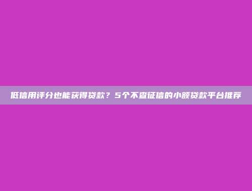 低信用评分也能获得贷款？5个不查征信的小额贷款平台推荐