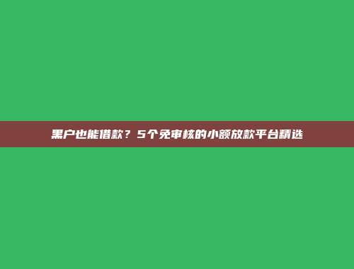 黑户也能借款？5个免审核的小额放款平台精选