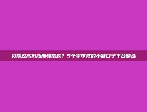 负债过高仍然能够借款？5个零审核的小额口子平台精选