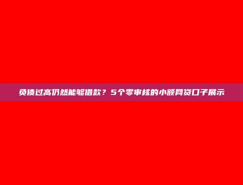 负债过高仍然能够借款？5个零审核的小额网贷口子展示