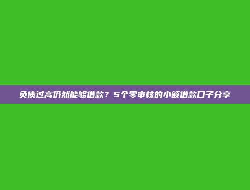 负债过高仍然能够借款？5个零审核的小额借款口子分享