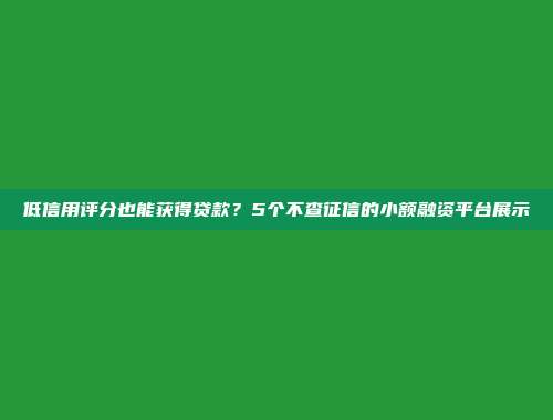 低信用评分也能获得贷款？5个不查征信的小额融资平台展示