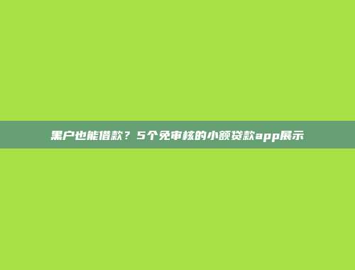 黑户也能借款？5个免审核的小额贷款app展示