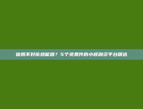 信用不好依然能借？5个免条件的小额融资平台精选